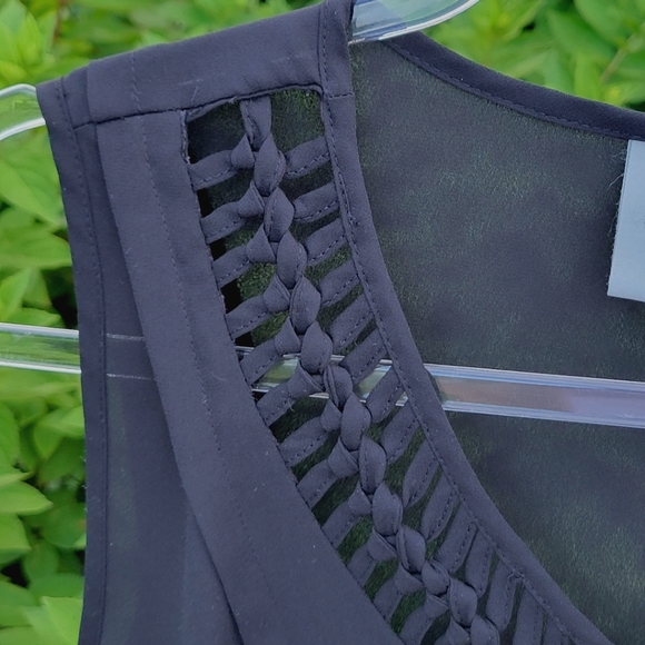 Maeve La Vista braided lattice black XS sleeveless V neck blouse - Picture 5 of 11